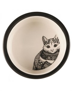 Миска керамическая белая чёрная для кошек 0 3 л ф 12 см белый чёрный Trixie