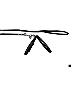 Комплект Поводок и шлейка флок со светоотражающим рисунком черный для собак 120 см 22 35 см Черный Каскад