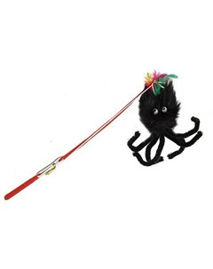 Игрушка Удочка с пауком для кошек 30 см Черный Каскад