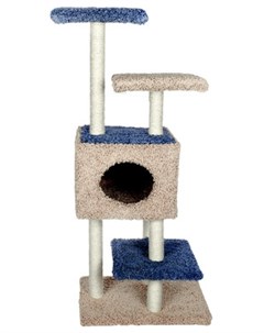 Когтеточка Акробат средне ворсовой ковролин сизаль для кошек 61 х 46 х 118 см Коричневый с синим Yami-yami