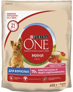 Сухой корм One Мини Уже Взрослая для собак 1 5 кг Говядина и рис Purina