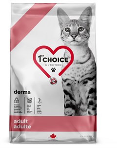 Сухой корм Derma с лососем для взрослых кошек с гиперчувствительной кожей 1 8 кг Лосось 1st choice