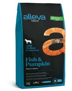 Сухой корм Natural Adult Fish Pumpkin Medium maxi с рыбой и тыквой для собак средних и крупных пород Alleva