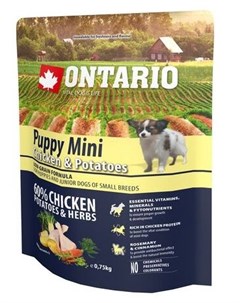 Сухой корм Puppy Mini с курицей и картофелем для щенков малых пород 750 г Курица и картофель Ontario