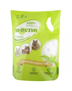 Наполнитель силикагелевый с ароматом зеленого чая для кошек 3 8 л 1 6 кг Хвостун