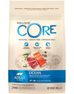 Сухой корм Ocean беззерновой для кошек 300 г Лосось и тунец Wellness core
