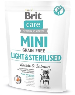 Сухой корм Care Mini GF Light Sterilised беззерновой для стерилизованных собак мелких и миниатюрных  Brit*