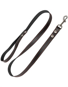 Поводок кожаный простой простроченный для собак 12 мм х 120 см Черный Homepet