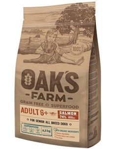 Сухой корм GF Adult 6 с Лососем для пожилых собак всех пород 6 5 кг Лосось Oak's farm