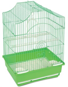 Клетка 1002 для птиц Д 28 х Ш 21 х В 38 см Зеленая решетка зеленый поддон Триол