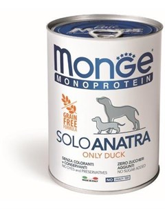 Консервы Dog Monoprotein Solo паштет из утки для собак 400 г Паштет из утки Monge