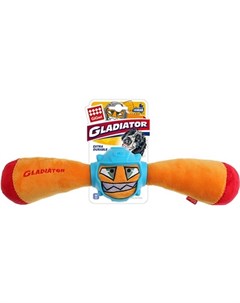 Игрушка 75441 Gladiator Гладиатор в резиновом шлеме палка с пищалкой оранжевый для собак 41 см Gigwi