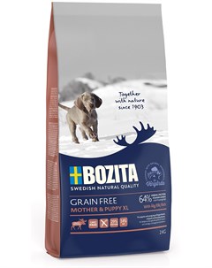 Сухой корм Grain Free Mother Puppy Xl Elk беззерновое питание для щенков и юниоров крупных пород бер Bozita