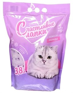 Наполнитель впитывающий силикагелевый с ароматом лаванды для кошек 3 8 л 1 66 кг Счастливые лапки