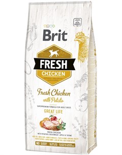Сухой корм Fresh Adult Great Life для собак 12 кг Курица и картофель Brit*