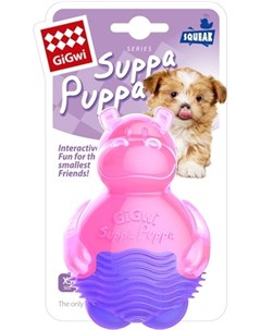 Игрушка Suppa Puppa Бегемотик с пищалкой для собак 10 см Розовый Gigwi