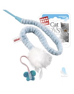 Игрушка для кошек Дразнилка на стеке с бабочкой пластик перо куриное ткань 73 см Gigwi