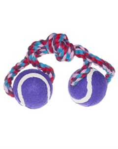 Игрушка для собак Мячи теннисные на веревке с узлом фиолетовые 40 см Petmax