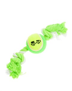 Игрушка для собак Мяч на веревке зелено белая 28 см Petmax