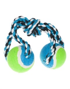 Игрушка для собак Мячи теннисные на веревке с узлом синие 40 см Petmax