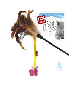 Игрушка для кошек Дразнилка на стеке с бабочкой на веревке 51 см Gigwi