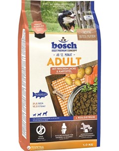Adult корм для собак со средним уровнем активности старше 1 года с лососем и картофелем 1 кг Bosch