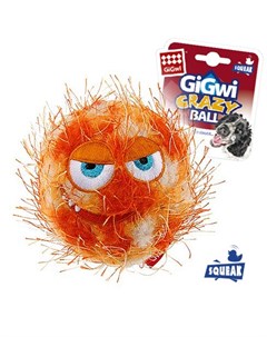 Игрушка для собак Мяч с пищалкой CRAZY BALL оранжевый 7 см Gigwi