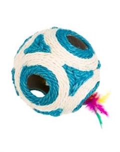 Игрушка для кошек Шар сизалевый с игрушкой синий 11 5 см Petmax