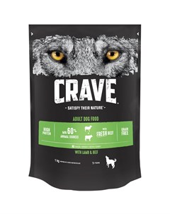 Корм сухой беззерновой для собак всех пород старше 1 года с говядиной и ягненком 1 кг Crave