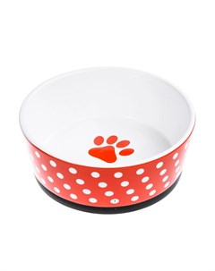 Миска керамическая для собак 800 мл диаметр 18 см красная в горошек Petmax