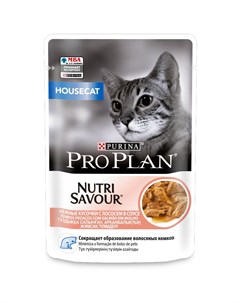 Nutri Savour влажный корм для взрослых кошек живущих дома с лососем в соусе 85 г Pro plan