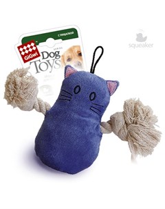 Игрушка для собак Кот с пищалкой ткань пластик 15 см Gigwi