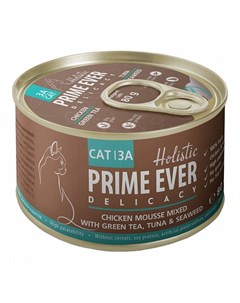 Delicacy консервы для кошек Мусс с цыпленком тунцом зеленым чаеми водорослями 80 г Prime ever
