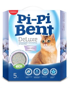 Deluxe наполнитель для кошачьего туалета комкующийся с ароматом чистого хлопка 5 кг Pi-pi bent