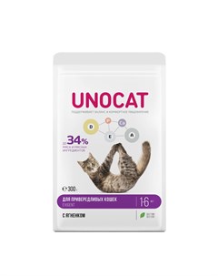 Корм сухой для взрослых привередливых кошек с ягненком 300 г Unocat