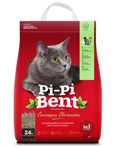 Сенсация Свежести наполнитель для кошачьего туалета комкующийся с ароматом свежих трав 10кг Pi-pi bent