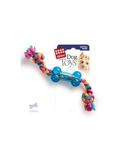 Игрушка для собак Маленькая косточка на веревке резина веревочный материал 26 см Gigwi