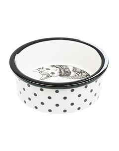 Миска керамическая для кошек 310 мл диаметр 12 см бело черный Petmax