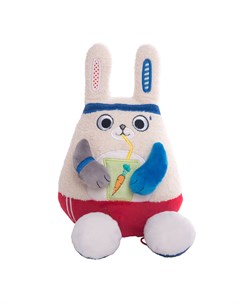 Мягкая игрушка Заяц энергетик 15 см цвет молочный синий красный Gulliver