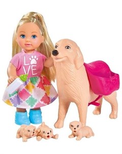 Кукла Еви с собачкой и щенками 12 см Simba