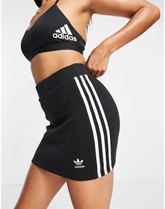Черная мини юбка в рубчик с тремя полосками adicolor Adidas originals