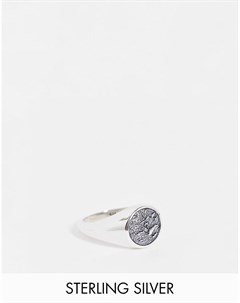 Кольцо печатка из полированного стерлингового серебра с дизайном в виде лунного кратера Asos design