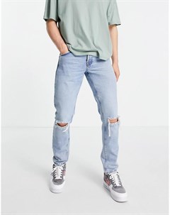 Узкие выбеленные джинсы в стиле 90 х со рваной отделкой на коленях из смесового органического хлопка Asos design