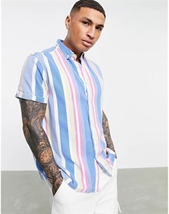 Свободная рубашка из саржи в полоску пастельных цветов в стиле ретро Asos design