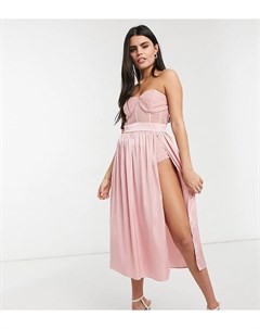 Платье мидакси розового цвета с лифом в виде корсета Jaded rose petite