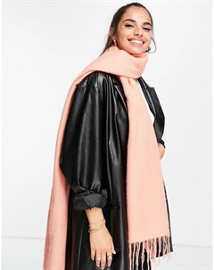 Коралловый очень мягкий шарф с бахромой Asos design