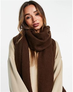 Темно коричневый мягкий шарф с бахромой Asos design