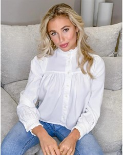 Белая блузка из мягкого денима с воротником стойкой Asos design