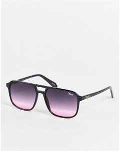 Женские квадратные солнцезащитные очки в черной оправе с розовыми линзами с градиентным тонированием Quay australia