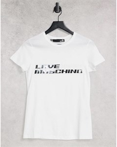 Белая футболка с логотипом с эффектом металлик Love moschino